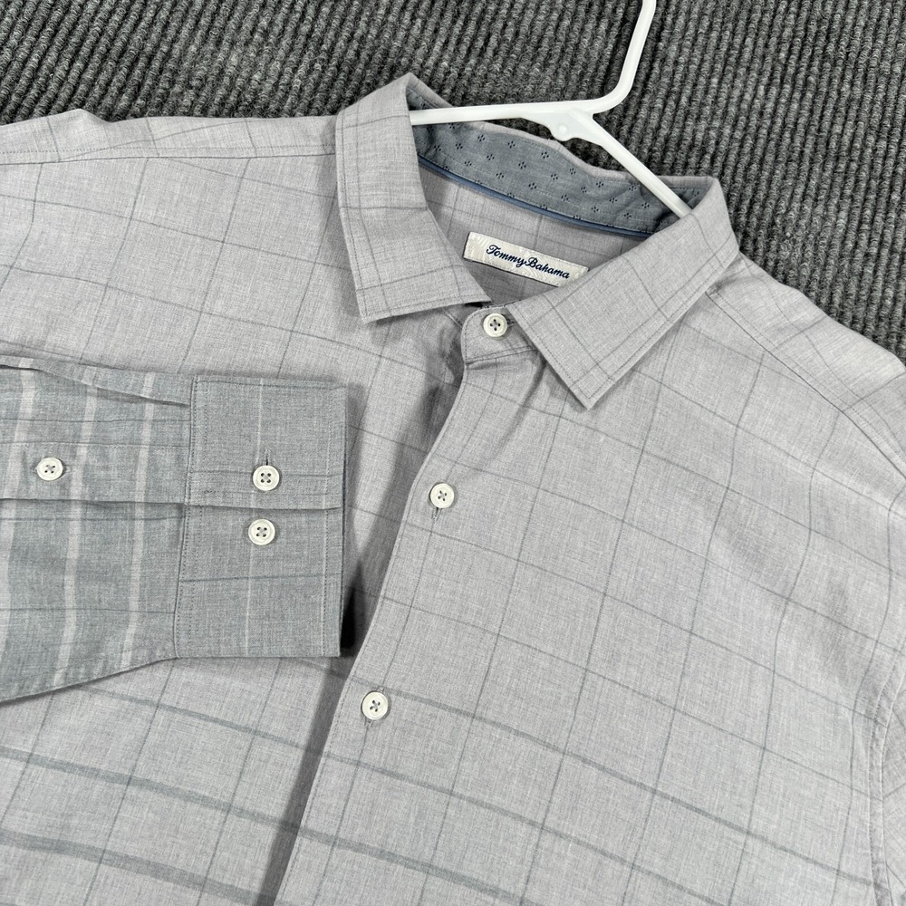 Tommy Bahama Shirt Mens XL Extra Large Gray Long Sleeve‎ Button Up Casual Beach